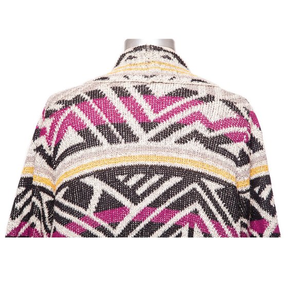 LUCKY BRAND Intarsia Open Drape Cardigan Sweater M - Picture 9 of 11